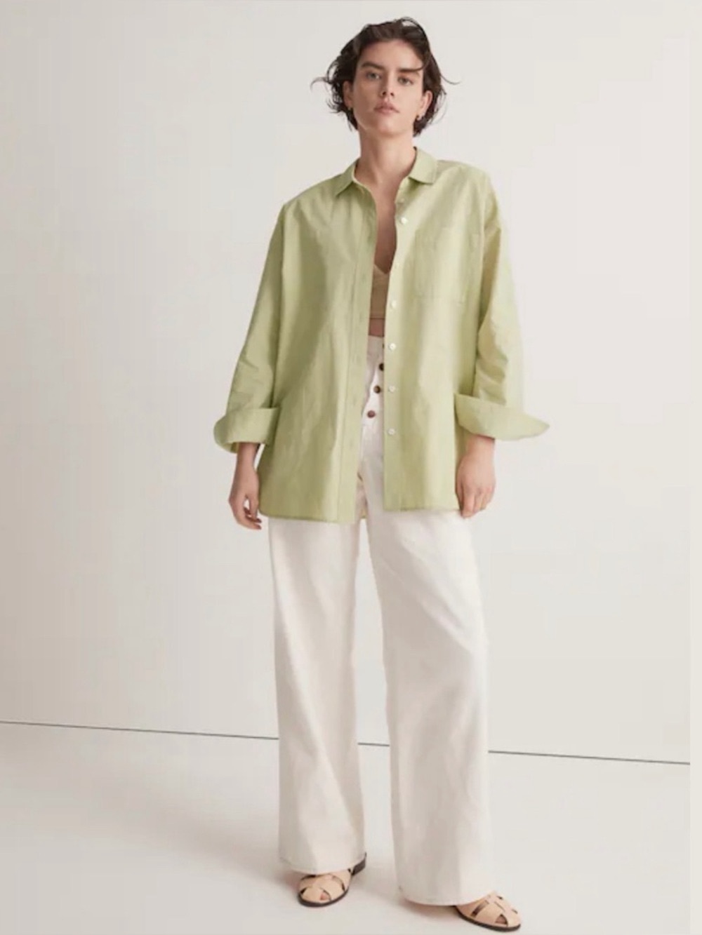 Madewell 100% Cotton Light Sage Green Button-Up Shirt